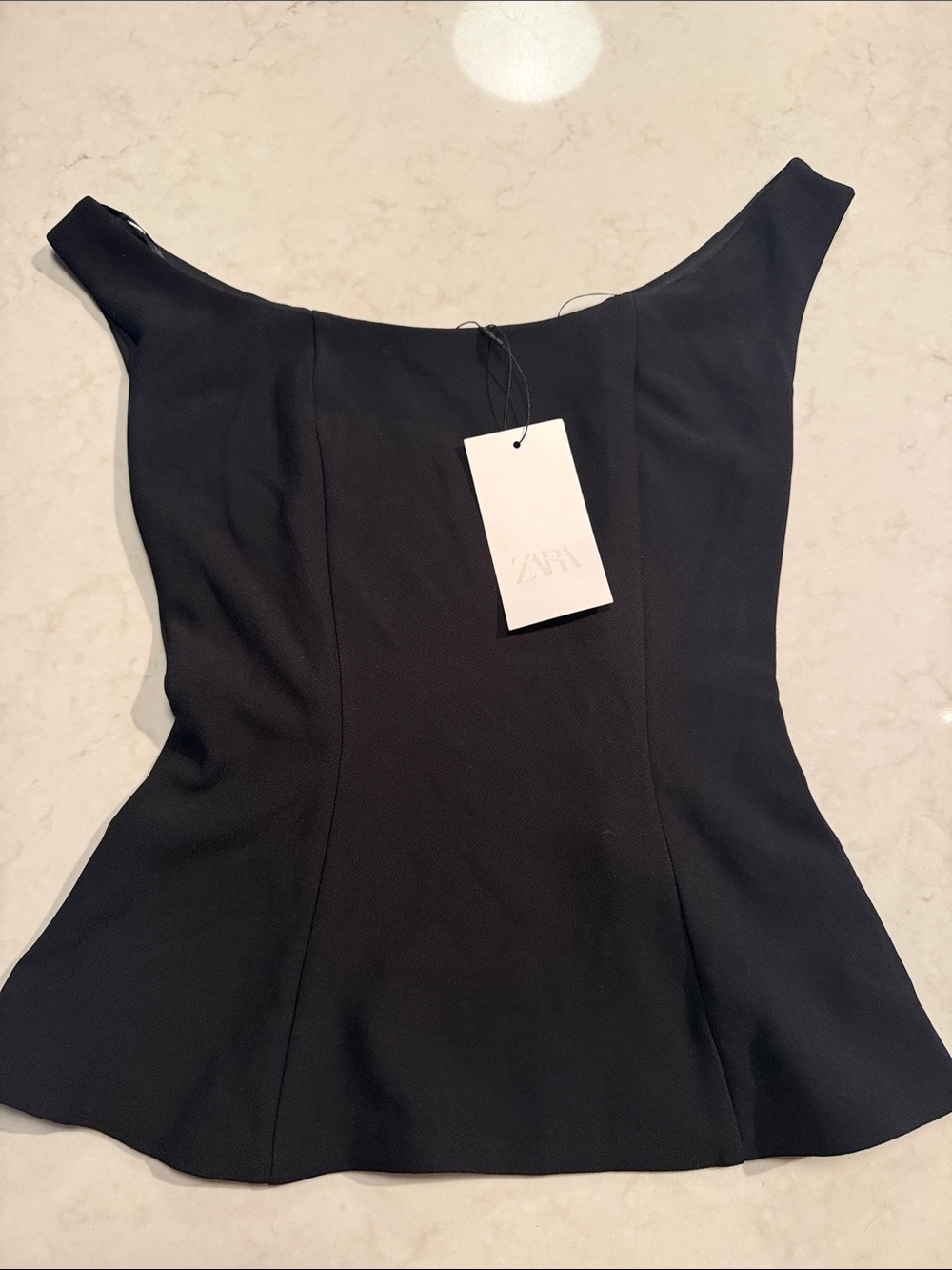 Zara Black Off-Shoulder Peplum Top - NWT - S